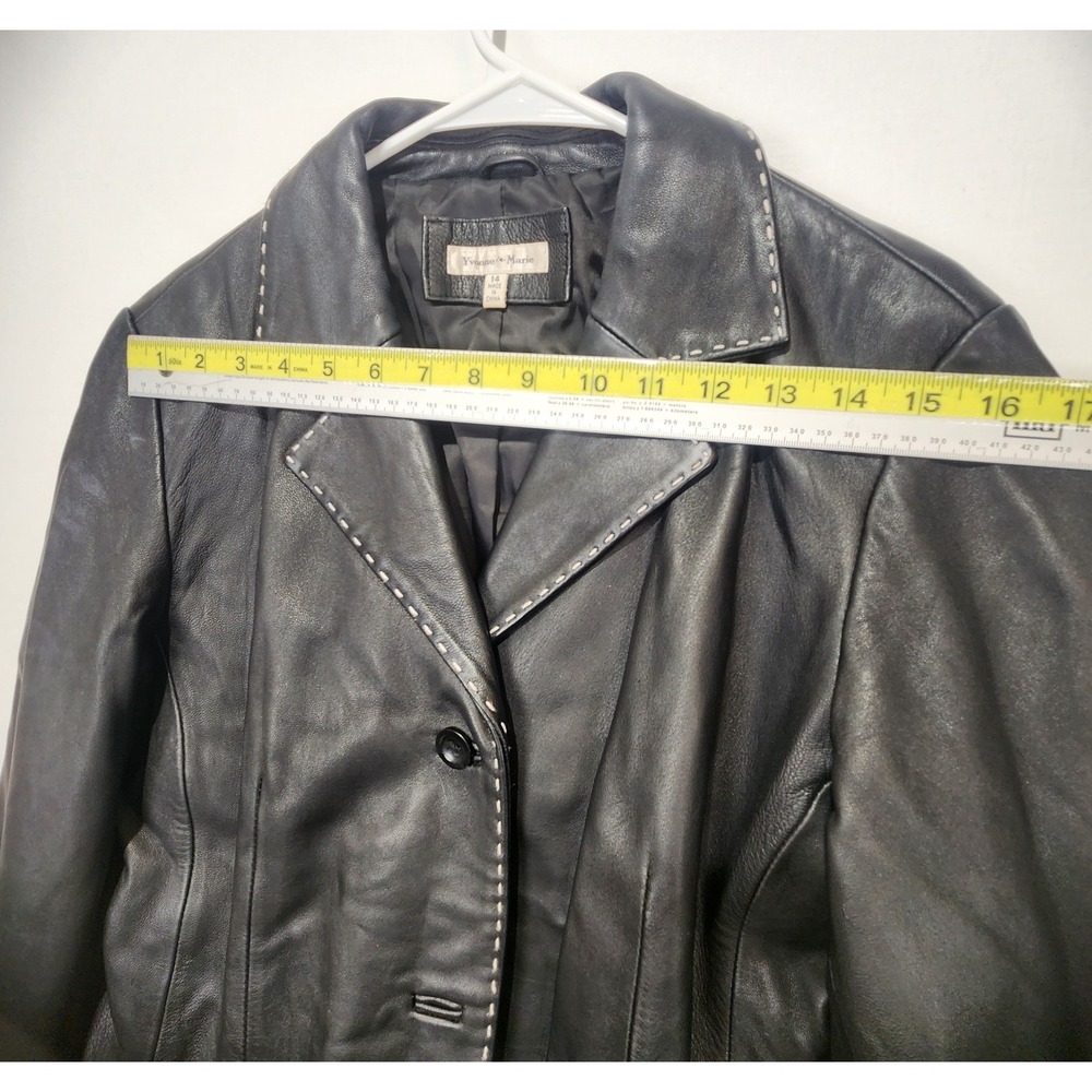 Yvonne Marie Vintage Women's Classic Elegant Leather Jacket Size 14 - Picture 7 of 11